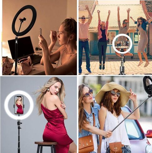 10 Inches LED Ring Light with Phone Holder & Hot Shoe Adapter for Live Stream/Makeup/YouTube Video/Photography, 3 Light Modes in Saudi Arabia