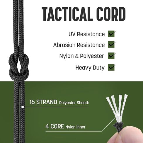 2.4mm Paracord 275LBS 100FT Rope Cord - 4 Strand, Nylon & Polyester, Abrasion Resistance - Black in Saudi Arabia