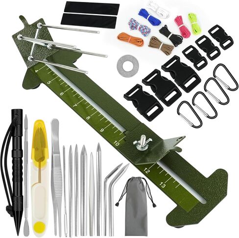 Paracord Bracelet Kit with Adjustable Length Paracord Jig Army Green Stainless Steel Stitching Set for DIY Making in Saudi Arabia