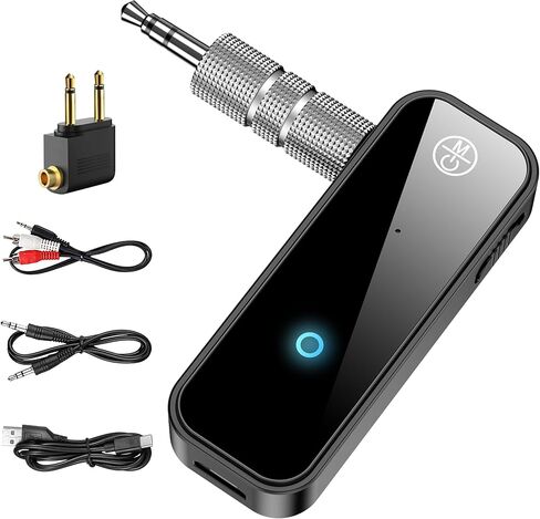 محول Aux Bluetooth 5.4 للسيارة، جهاز إرسال استقبال بلوتوث 2 في 1، محول صوت لاسلكي بمقبس 3.5 ملم دونجل للتلفزيون وسماعات الرأس ومكبر الصوت ونظام ستيريو منزلي، مع ميكروفون in Kuwait