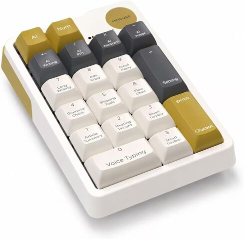 Wireless Mechanical AI Numeric Keypad with Voice Typing Text Translation for Laptop Mac Windows Linux, Mini Bluetooth Number pad One Handed Portable AI Numpad for Office Workers/Lawyers in Saudi Arabia
