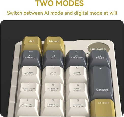 Wireless Mechanical AI Numeric Keypad with Voice Typing Text Translation for Laptop Mac Windows Linux, Mini Bluetooth Number pad One Handed Portable AI Numpad for Office Workers/Lawyers in Saudi Arabia