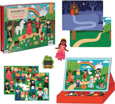 Petit Collage Magnetic Play Scene, Numbers + Letters – Magnetic Learning Activity with English, German, Spanish, and French, Ideal Ages 3+ – Includes 53 First Word Cards and 63 Letter Magnets in Kuwait