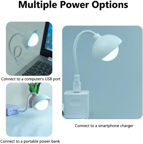 Dimmable USB Light, 6.8 Inch Flexible Gooseneck Mini Lamp, Portable LED Reading Light, Cute Touch Nightlight for PC Laptop Computer Notebook Power Bank, White in Saudi Arabia