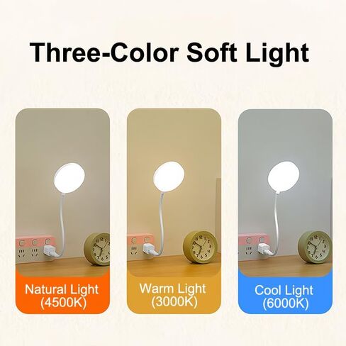 USB LED Reading Light, Portable Mini Lamp with 10 LED Beads, Flexible Gooseneck Touch Night Light for Laptop Keyboard Computer Notebook Desktop, 3.5"×11.6", White in Saudi Arabia