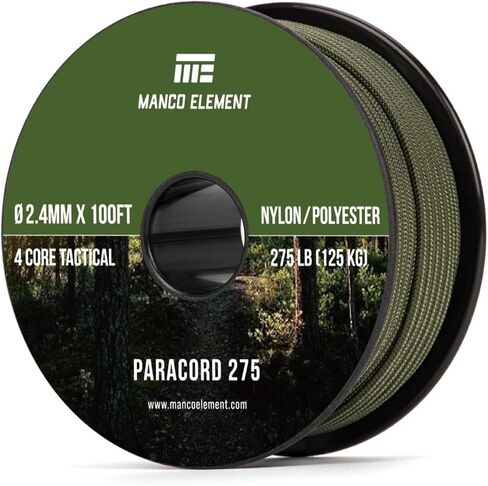 2.4mm Paracord 275LBS 100FT Rope Cord - 4 Strand, Nylon & Polyester, Abrasion Resistance - Black in Saudi Arabia