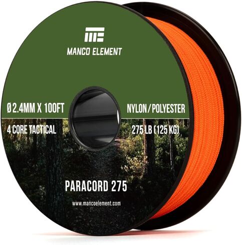 2.4mm Paracord 275LBS 100FT Rope Cord - 4 Strand, Nylon & Polyester, Abrasion Resistance - Black in Saudi Arabia