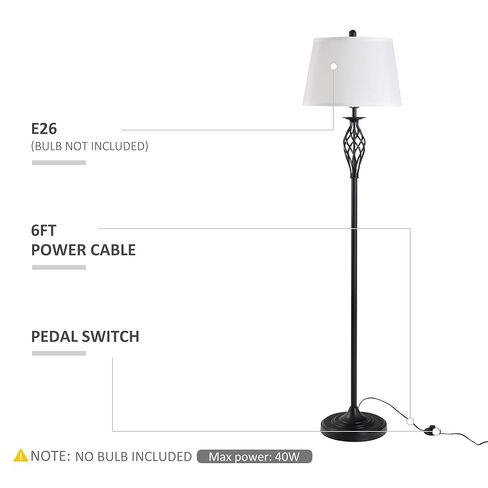 HOMCOM 3 Piece Table Floor Lamp Set with Metal Pole, Round Base, and Fabric Lampshade, for Living Room, Black/White in Saudi Arabia