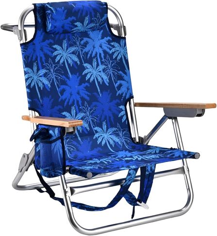 Backpack Beach Chairs for Adults Capacity 300 LBS high 5 Position Beach Chair with Pouch Straps Folding Lightweight Reclining Aluminum Wide Lay Flat Single in Saudi Arabia