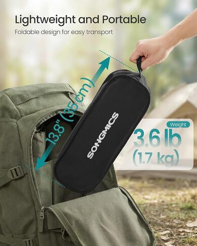 SONGMICS Camping Chair, Lightweight Folding Beach Chair, Adjustable Height, Steel Frame, Portable for Outdoor Travel in Saudi Arabia