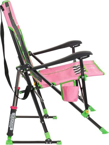 GCI Outdoor NASCAR Roadtrip Rocker Camping & Sideline Sports Chair | كرسي هزاز محمول قابل للطي مع مساند للذراعين وحامل مشروبات، وردي in Saudi Arabia