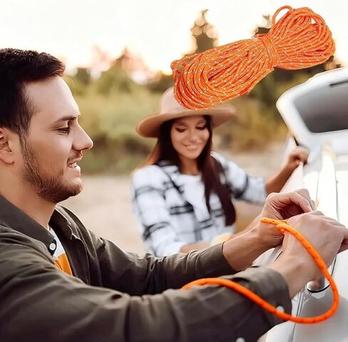 2mm Reflective Thin Paracord Rope - 65ft Dyneema Guy Lines for Tent, Tarp, Camping, Kite, Fluorescent Micro Paracord (Orange, 65 Feet) in Saudi Arabia