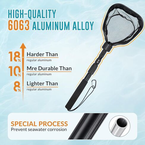 QualyQualy Floating Bait Net – Aluminum Livewell Net, 8" Hoop, 15"–21" Handle, Soft Mesh, EVA Grip, Belt Hook & Anti-Drop, for Minnows, Sardines, Herring – Telescopic & Collapsible Baitfish Net in Saudi Arabia