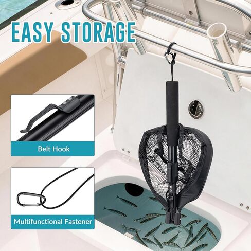 QualyQualy Floating Bait Net – Aluminum Livewell Net, 8" Hoop, 15"–21" Handle, Soft Mesh, EVA Grip, Belt Hook & Anti-Drop, for Minnows, Sardines, Herring – Telescopic & Collapsible Baitfish Net in Saudi Arabia