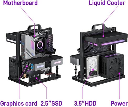 Aluminum PC Test Bench, Open Air PC Case, Open Frame Computer Chassis, DIY Techbench Server Rack Mount Horizontally 240 Liquid Cooler PC Case for ATX MATX Micro ATX ITX Motherboard in Saudi Arabia