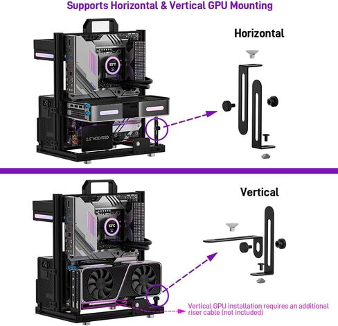 Aluminum PC Test Bench, Open Air PC Case, Open Frame Computer Chassis, DIY Techbench Server Rack Mount Horizontally 240 Liquid Cooler PC Case for ATX MATX Micro ATX ITX Motherboard in Saudi Arabia