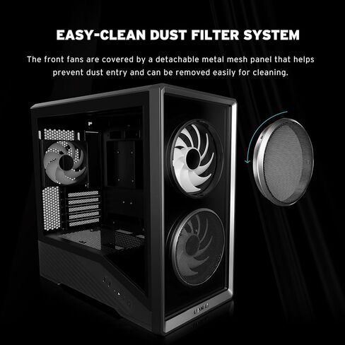 حافظة Lian Li Vector V150 INF Micro ATX PC، لوحة أمامية مرآة لا متناهية، 2 × 140 مم + 1 × 120 مم مراوح ARGB PWM، دعامة GPU مضادة للترهل، تدعم مشعاع 360 مم - زجاج مقسى جانبي - أسود (V150INFX) in Saudi Arabia