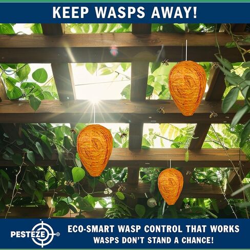 PESTEZE USA–Premium Cloth Waterproof Hanging Wasp Nest Decoy – 11.8 x 8.6 inch Faux Hornet Hive Deterrent that Helps Deter Wasps, Yellow Jacket Species & Hornets by Simulating Territorial Enemy Nests in Saudi Arabia