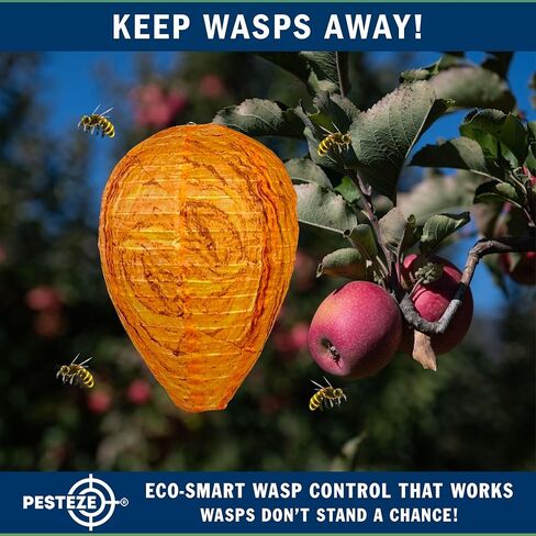 PESTEZE USA–Premium Cloth Waterproof Hanging Wasp Nest Decoy – 11.8 x 8.6 inch Faux Hornet Hive Deterrent that Helps Deter Wasps, Yellow Jacket Species & Hornets by Simulating Territorial Enemy Nests in Saudi Arabia