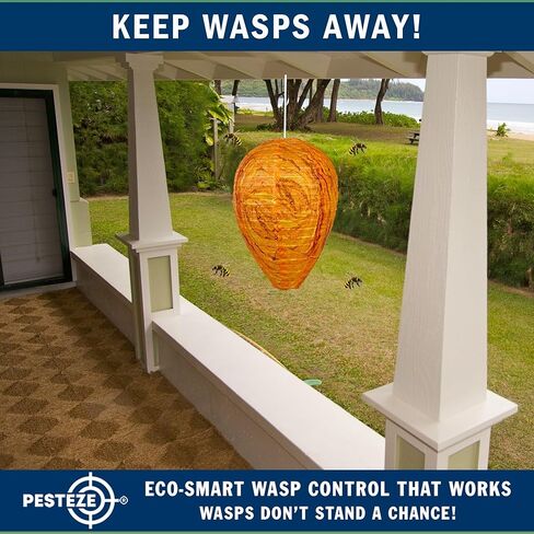 PESTEZE USA–Premium Cloth Waterproof Hanging Wasp Nest Decoy – 11.8 x 8.6 inch Faux Hornet Hive Deterrent that Helps Deter Wasps, Yellow Jacket Species & Hornets by Simulating Territorial Enemy Nests in Saudi Arabia