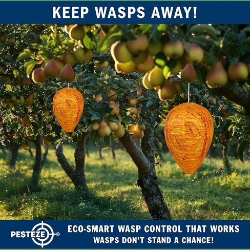 PESTEZE USA–Premium Cloth Waterproof Hanging Wasp Nest Decoy – 11.8 x 8.6 inch Faux Hornet Hive Deterrent that Helps Deter Wasps, Yellow Jacket Species & Hornets by Simulating Territorial Enemy Nests in Saudi Arabia