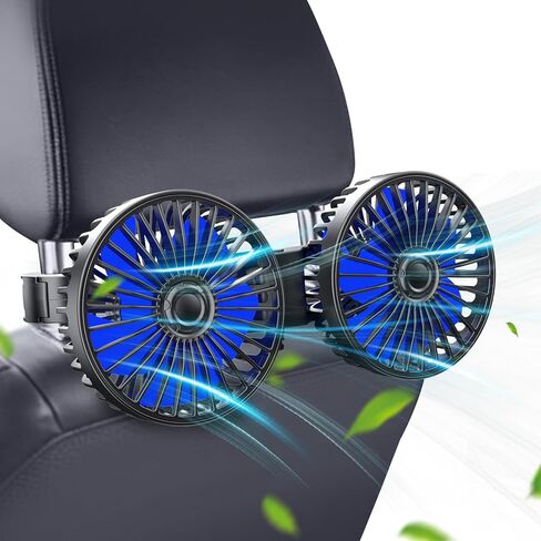 مروحة سيارة qidoe، مراوح مقعد السيارة USB 3 سرعات رياح قوية لمسند رأس السيارة والمقعد الخلفي 5 فولت تهوية قوية هادئة مع مشبك قابل للتعديل مراوح السيارات الكهربائية للمركبات RV SUV Truck (أزرق) in Kuwait