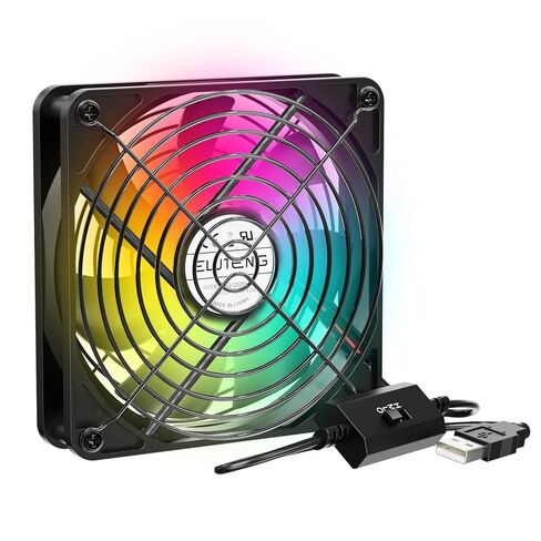 ELUTENG USB مروحة تبريد الكمبيوتر مع 7 ألوان RGB الإضاءة، 3 وحدة تحكم السرعة 1100/1300/1500 دورة في الدقيقة مروحة العادم الصغيرة مروحة تبريد تدفق الهواء عالية لجهاز استقبال مودم جهاز التوجيه DVR بلاي ستيشن Xbox TV Box in Kuwait