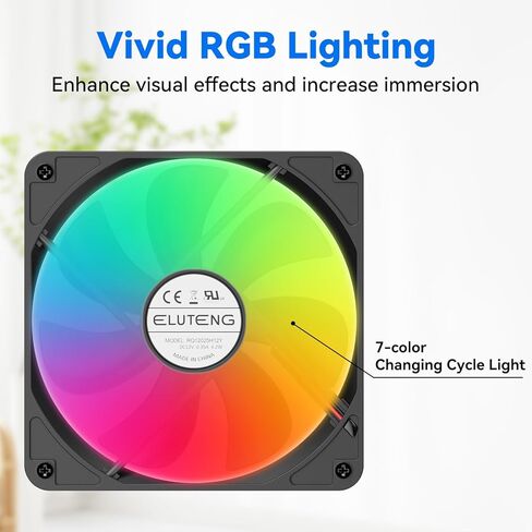 ELUTENG USB مروحة تبريد الكمبيوتر مع 7 ألوان RGB الإضاءة، 3 وحدة تحكم السرعة 1100/1300/1500 دورة في الدقيقة مروحة العادم الصغيرة مروحة تبريد تدفق الهواء عالية لجهاز استقبال مودم جهاز التوجيه DVR بلاي ستيشن Xbox TV Box in Kuwait