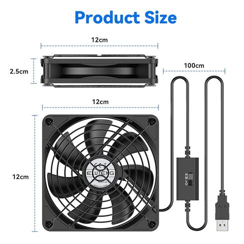 ELUTENG USB مروحة تبريد الكمبيوتر مع 7 ألوان RGB الإضاءة، 3 وحدة تحكم السرعة 1100/1300/1500 دورة في الدقيقة مروحة العادم الصغيرة مروحة تبريد تدفق الهواء عالية لجهاز استقبال مودم جهاز التوجيه DVR بلاي ستيشن Xbox TV Box in Kuwait