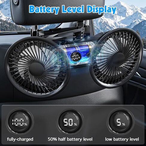 Car Fans for Backseat for Kids,Rechargeable Car Backseat Fan for Car Back Seat in Saudi Arabia