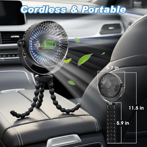 Rechargeable Car Backseat Fan for Backseat Kids, Backseat Car Headrest Fan for Baby Rear Facing Back Seat (Battery Operated) in Saudi Arabia