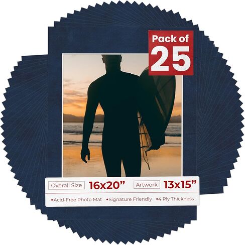 16 × 20 حصيرة مقطوعة لالتقاط 13x15 - حمض أبيض خالٍ من الحصص السوداء المسبق - للصور ، الصور ، تأطير - سماكة 4 فترات in Kuwait
