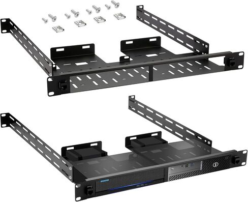 حامل كمبيوتر صغير لوحدتين متوافق مع Dell Micro Lenovo Tiny وHP Desktop Mini، حامل خادم عالي التحمل مع براغي يدوية، طقم حامل MiniPC مقاس 19 بوصة 1U مع منفذين RJ45 CAT6 in Kuwait