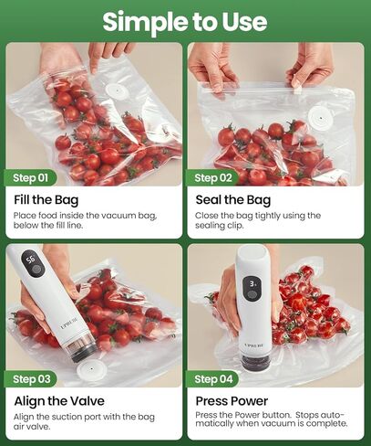 Compact Vacuum Sealer for Food (Vacuum Sealer Machine + 30 Reusable Vacuum Bags), Powerful Handheld Food Vacuum Sealer Machine with LED Display & Liquid Drainage Tube, Portable Food Sealer in Saudi Arabia