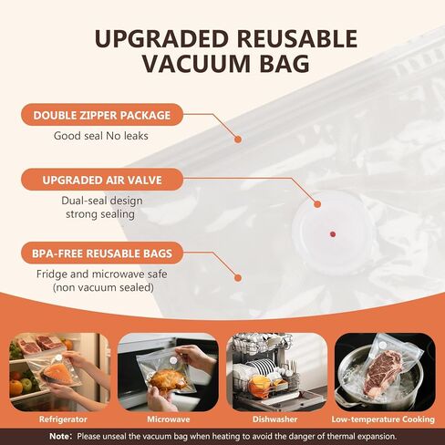 Vacuum Sealer For Food (Compact Vacuum Sealers+30 Reusable Vacuum Bags), Powerful Handheld Vacuum Sealer for 10X Preservation & Fresh in Saudi Arabia