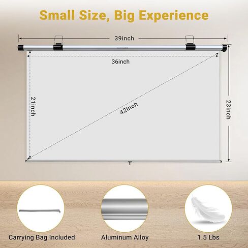 Car Projector Screen, 42 Inch 16:9 ALR Coating, Pull Down and Auto Retract,Wrinkle-Free Small Projector Movie Screen for SUV, Camping, RV, Indoor Outdoor Use by SilverMagic in Saudi Arabia