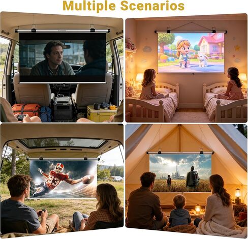 Car Projector Screen, 42 Inch 16:9 ALR Coating, Pull Down and Auto Retract,Wrinkle-Free Small Projector Movie Screen for SUV, Camping, RV, Indoor Outdoor Use by SilverMagic in Saudi Arabia