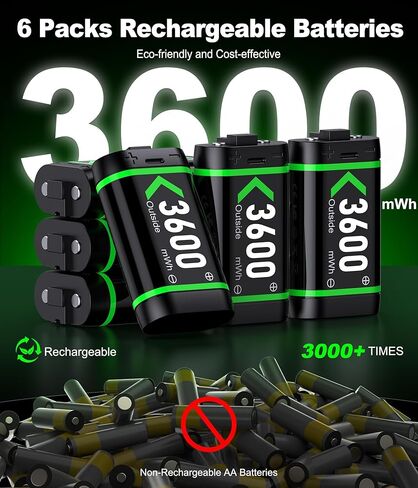 【صفقة الحزمة】 حزمة بطارية ثنائية ممتازة قابلة لإعادة الشحن لوحدات تحكم Xbox - طاقة ألعاب متواصلة: 10 بطاريات in Kuwait