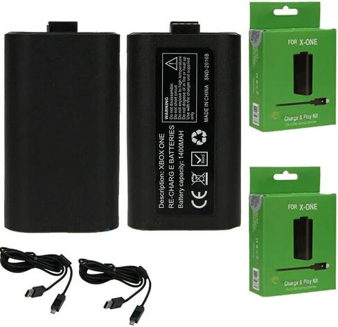 Kit 2 Rechargeable Batteries Capacity 8800mAh + 2 USB Charger Cables Compatible with Xbox One S/X in Saudi Arabia
