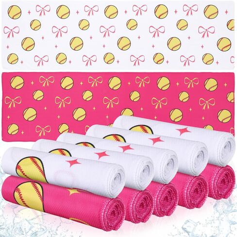 Moukeren 12 Pcs Softball Cooling Towels Softball Party Favor 40"x12" Microfiber Breathable Chilly Ice Towel Sweat Rag for Sport Team Gift Bulk in Saudi Arabia