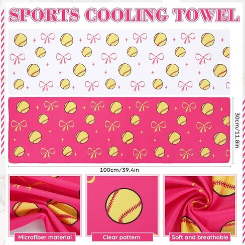 Moukeren 12 Pcs Softball Cooling Towels Softball Party Favor 40"x12" Microfiber Breathable Chilly Ice Towel Sweat Rag for Sport Team Gift Bulk in Saudi Arabia