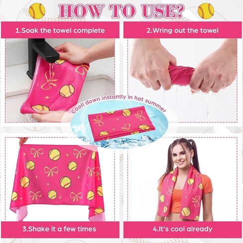 Moukeren 12 Pcs Softball Cooling Towels Softball Party Favor 40"x12" Microfiber Breathable Chilly Ice Towel Sweat Rag for Sport Team Gift Bulk in Saudi Arabia