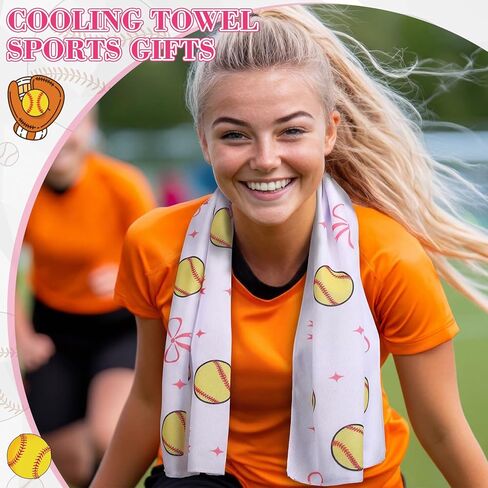 Moukeren 12 Pcs Softball Cooling Towels Softball Party Favor 40"x12" Microfiber Breathable Chilly Ice Towel Sweat Rag for Sport Team Gift Bulk in Saudi Arabia