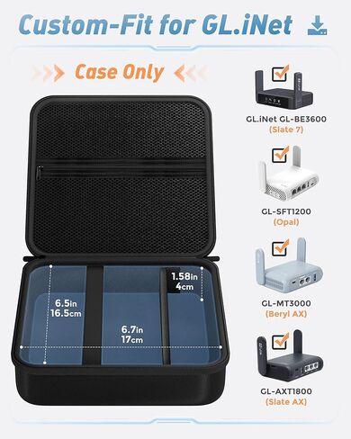 ProCase Hard Carrying Case for GL-BE3600(Slate 7)/SFT1200(Opal)/MT3000(Beryl AX)/MT3600BE(Beryl 7) Glinet Travel Router, Portable Organizer Bag for WiFi Routers, Power Adapter and Accessories -Black in Saudi Arabia