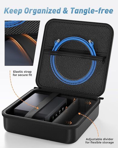 ProCase Hard Carrying Case for GL-BE3600(Slate 7)/SFT1200(Opal)/MT3000(Beryl AX)/MT3600BE(Beryl 7) Glinet Travel Router, Portable Organizer Bag for WiFi Routers, Power Adapter and Accessories -Black in Saudi Arabia
