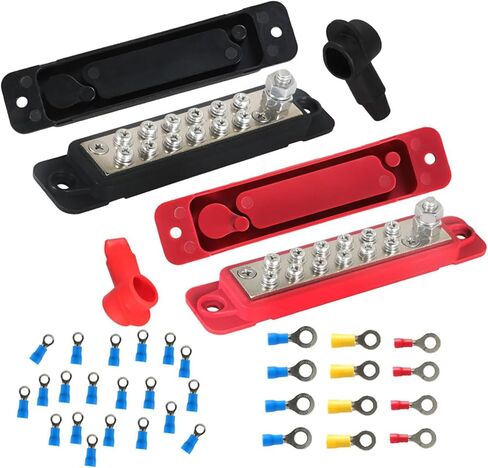 WFLNHB 12 Point Busbar Bus Bar توزيع الطاقة 180A 12V DC زوج أحمر وأسود in Kuwait