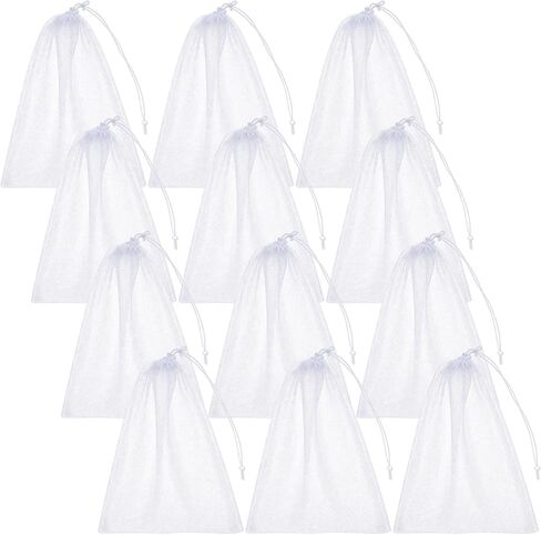 Soulchen 12 Pcs Premium Nylon Mesh Chum Bag for Enhanced Fishing Attraction13.78 x 15.75 Inch Chum Bag with Drawstring for Bait Bucket Shell Collecting and Fishing Supplies in Saudi Arabia