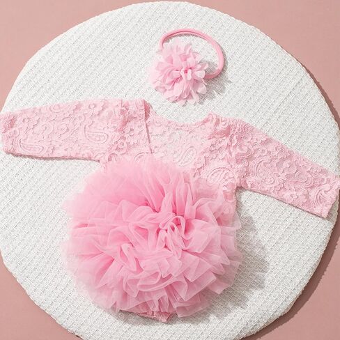 Newborn Photography Outfits Girl, Baby Girl Photoshoot Props, Newborn Lace Romper with Headband for Photo in Kuwait