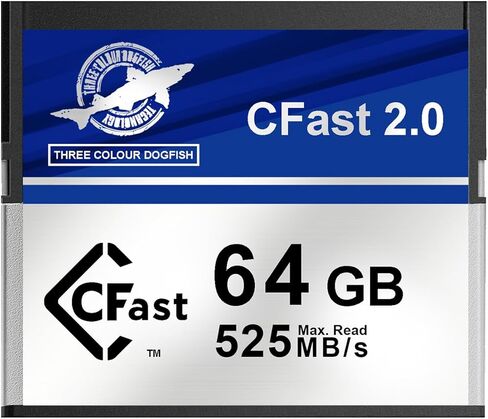 بطاقة ذاكرة Dogfish 128GB CFast 2.0، قراءة تصل إلى 525 ميجابايت/ثانية، تسجيل فيديو احترافي بدقة 4K وتصوير خام، بطاقة CFast لكاميرات DSLR/السينما in Saudi Arabia