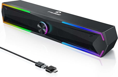 سماعات كمبيوتر Tylubio لسطح المكتب مع صوت واضح، مكبر صوت LED متدفق للكمبيوتر الشخصي وشاشة الكمبيوتر المحمول وسطح المكتب ومدخل بلوتوث وUSB in Kuwait